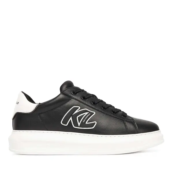 Sneakers bărbați Karl Lagerfeld Kapri Sidetrim Lo Lace negri din piele 2050BP52535N
