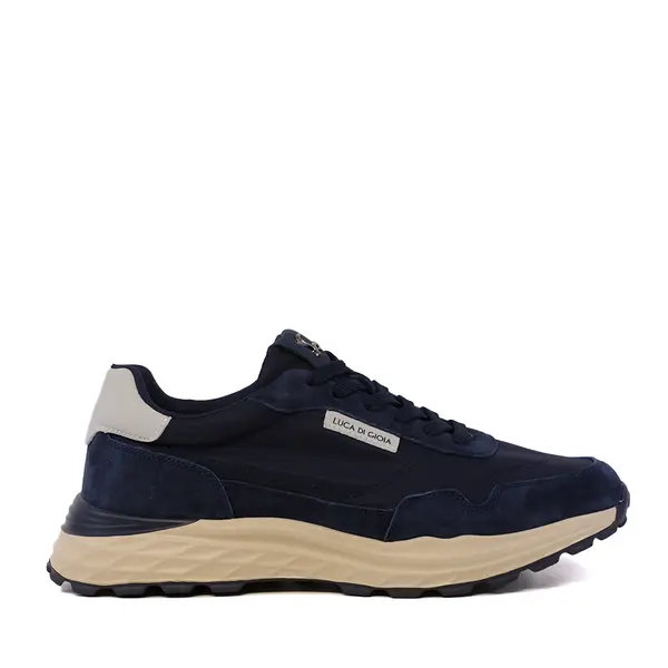 Sneakers bărbați Luca di Gioia bleumarin din piele și textil 1321BP2100VBL