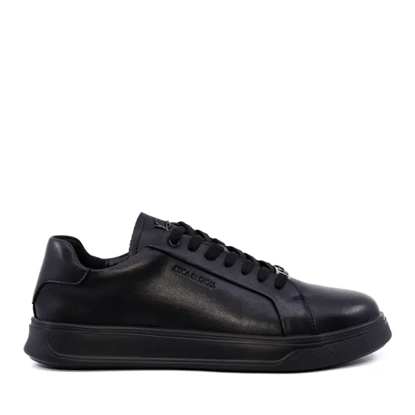 Sneakers bărbați Luca di Gioia negri din piele cu logo frontal 3911BP791N