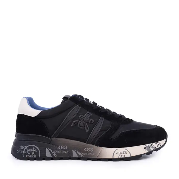 Sneakers bărbați Premiata Lander negri din piele și textil 1690bp7079n
