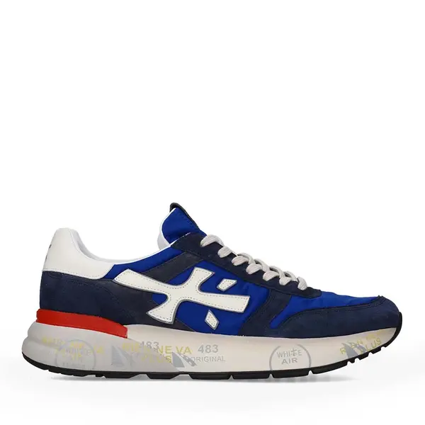 Sneakers bărbați Premiata Mick bleumarin din piele întoarsă și textil 1691BP8008BL