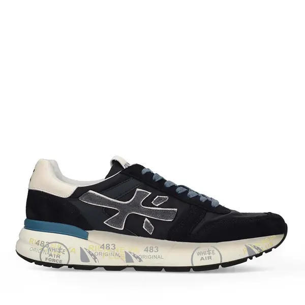 Sneakers bărbați Premiata Mick bleumarin din piele întoarsă și textil 1691BP7716BL