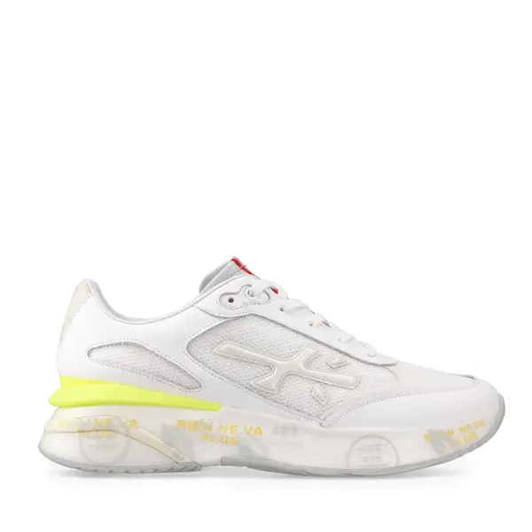 Sneakers bărbați Premiata Moerun albi din piele întoarsă și textil 1697BP6822VA