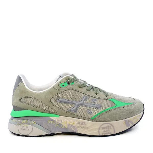 Sneakers bărbați Premiata Moerun verzi din piele întoarsă și textil 1691BP8076V