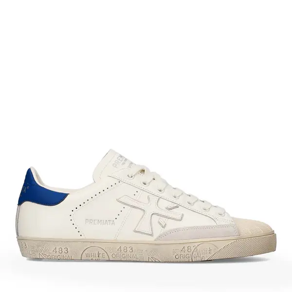 Sneakers bărbați Premiata Steven albi din piele și sintetic 1691BP8046A