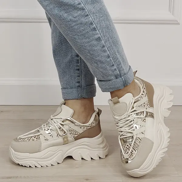 Sneakers bej cu talpa groasa DKB9201 M4