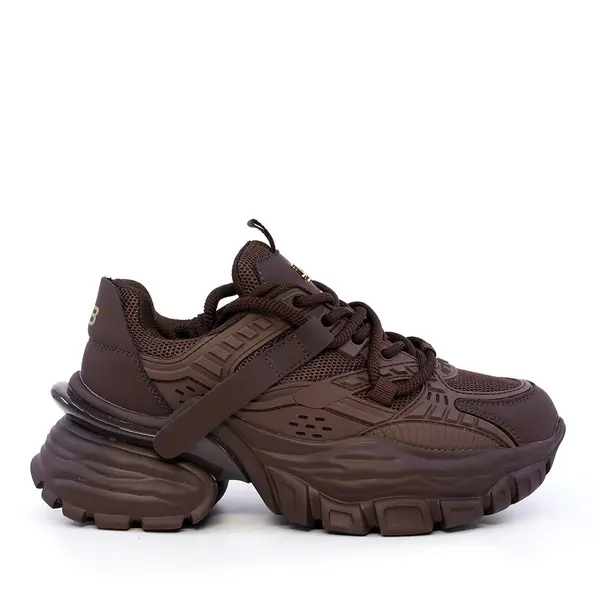 Sneakers chunky femei Enzo Bertini maro din piele și textil 3862DP181M