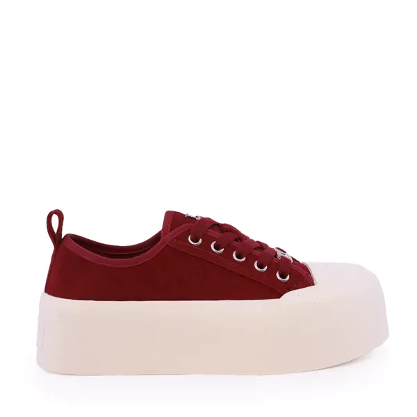 Sneakers cu talpă înaltă femei Luca di Gioia roșii din piele 3849DP058VR