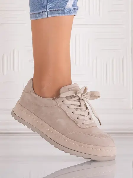 Sneakers dama Bej din Piele Ecologica Intoarsa Daliva