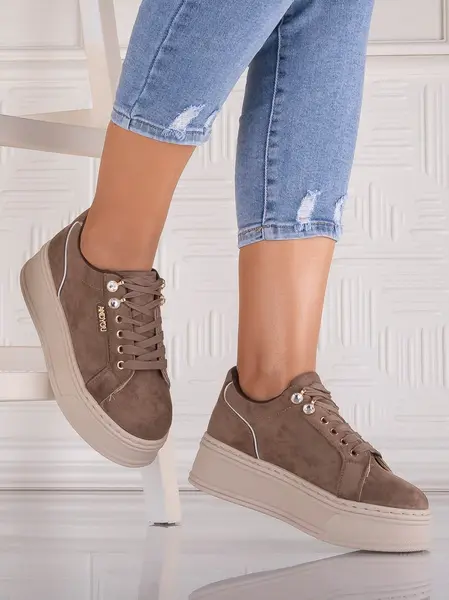 Sneakers dama cu platforma Maro din Piele Ecologica Intoarsa Dalenea