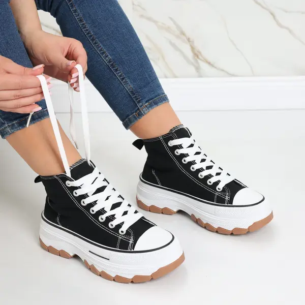 Sneakers dama negri din textil Faye