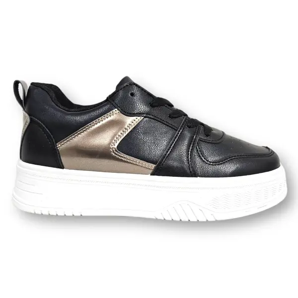 SNEAKERS din PIELE ECOLOGICA CRL0888 CULOARE:NEGRU