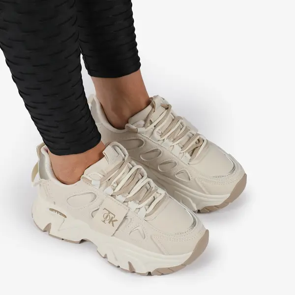 SNEAKERS din PIELE ECOLOGICA SI TEXTIL CRL1515 Beige