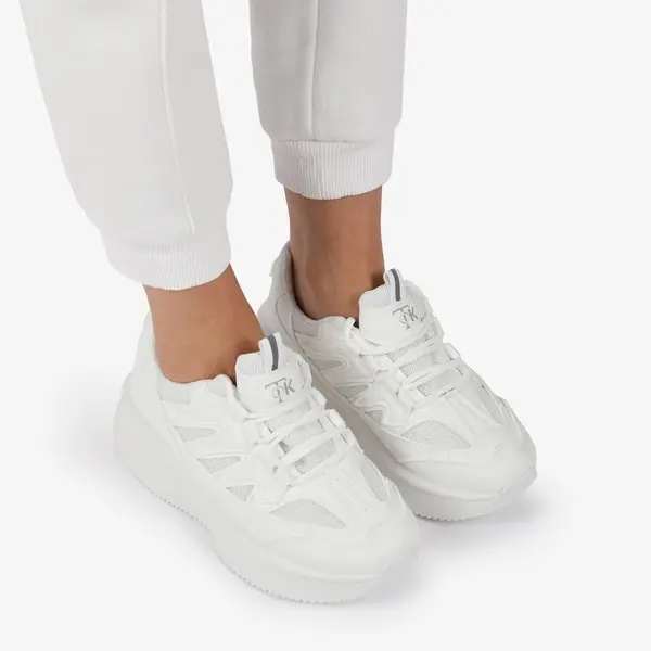 SNEAKERS din PIELE ECOLOGICA SI TEXTIL Multicolor CRL1279 ALB