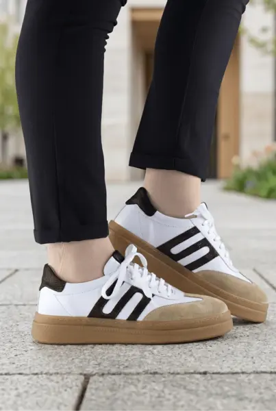 Sneakers din Piele Naturala Alba - GEZ WHITE