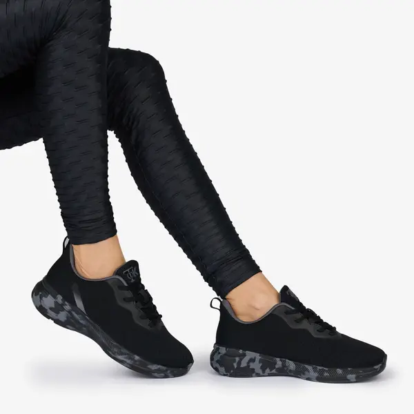 SNEAKERS din TEXTIL cu talpa multicolor CRL1039 CULOARE: NEGRU