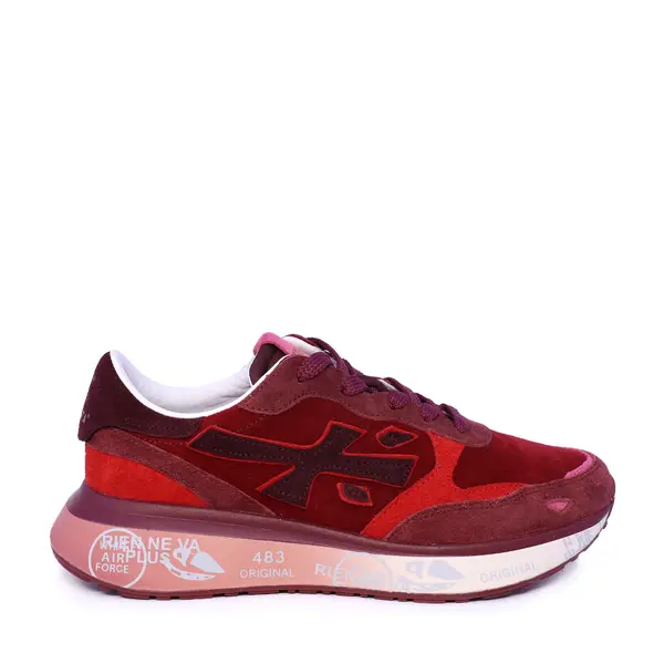 Sneakers femei Premiata Lauryn roșii din piele și textil 1690DP7804R