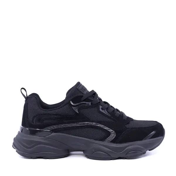 Sneakers femei Thezeus negri din piele întoarsă și textil 3731DPS1156VN