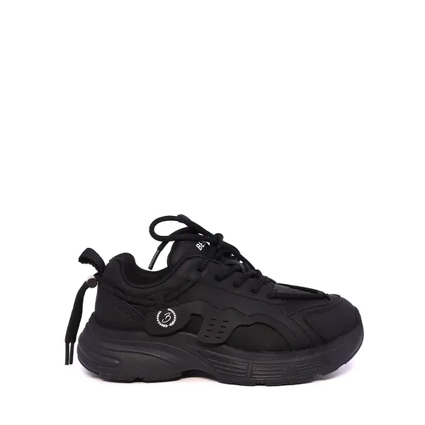 Sneakers fetițe Benvenuti negri din piele 3790FP002N