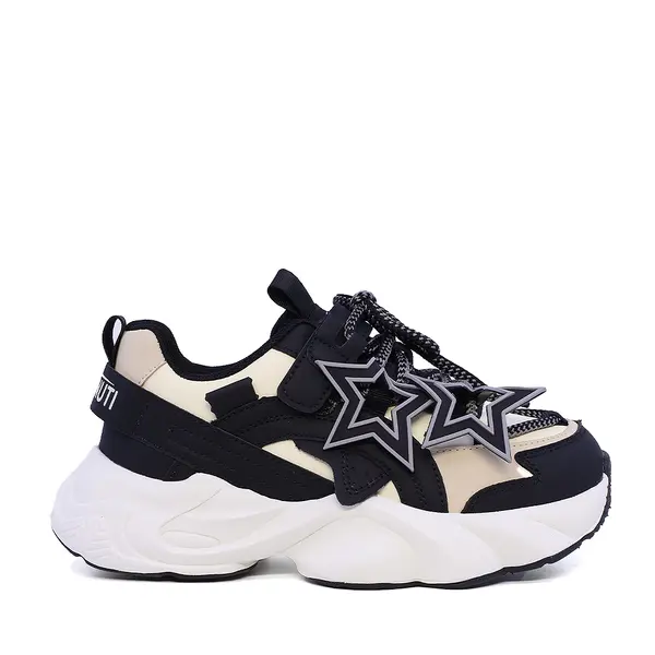 Sneakers fetițe Benvenuti negri din piele 3790fp160n