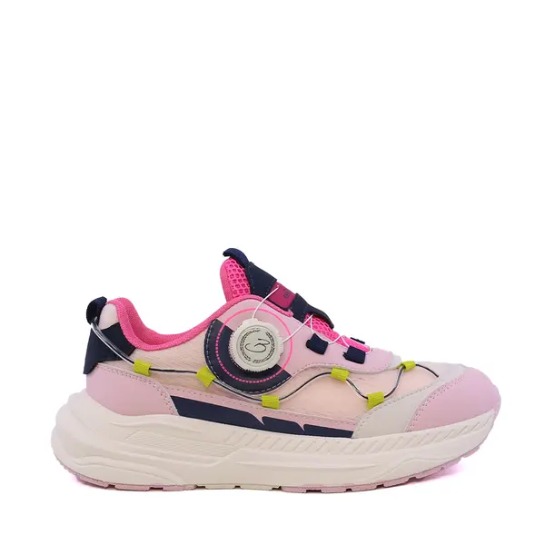 Sneakers fetițe Benvenuti roz din piele și material textil 3791FP028RO