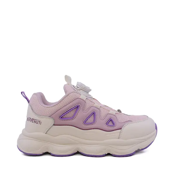 Sneakers fetițe Benvenuti roz din piele și material textil 3791FP019RO