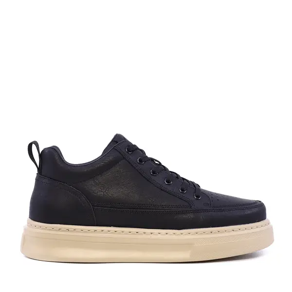 Sneakers high top bărbați Benvenuti negri din piele 1922BG6632N