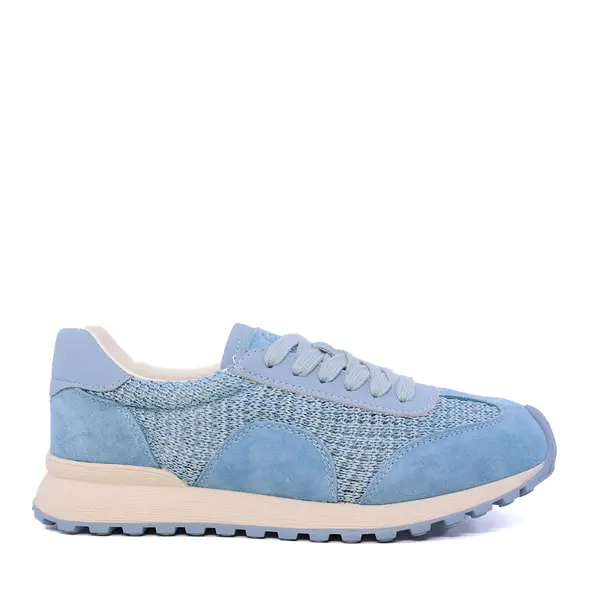 Sneakers perforați femei Benvenuti albastru deschis din piele și textil 1991DPF0750VBL