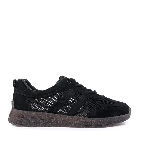 Sneakers perforați femei Benvenuti negri din piele și textil 1991DPF0620VN