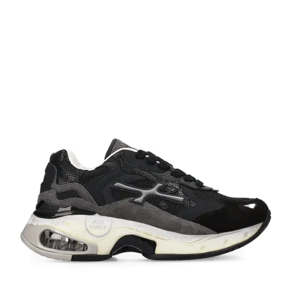 Sneakers Premiata Sharky-D negri din piele și textil 1690DP429N