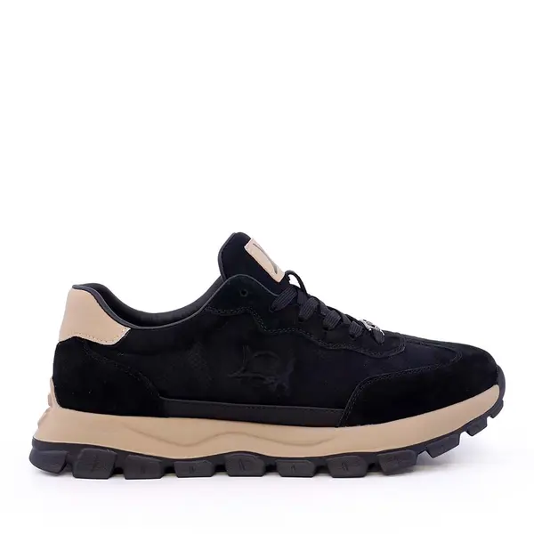 Sneakers ușori bărbați Luca di Gioia negri din piele și velur 3911bp066n