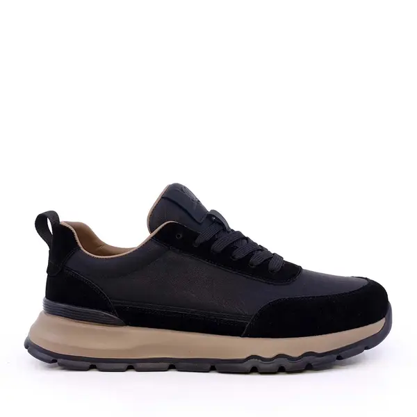 Sneakers ușori bărbați Luca di Gioia negri din piele și velur 3911BP086N