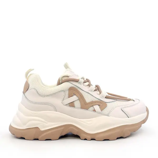 Sneakers ușori femei Luca di Gioia bej din piele și textil 3841DP263BE
