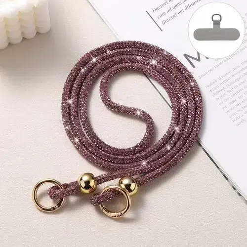 Snur telefon cu cristale Lemontti, 120cm, Mov