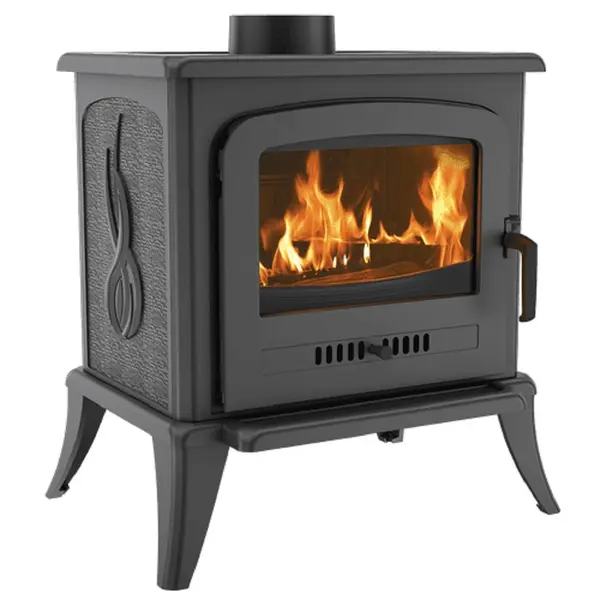Soba pe lemne fonta ieftina K7 cu picioare si control aer 5-8kw neagra Kratki Europa
