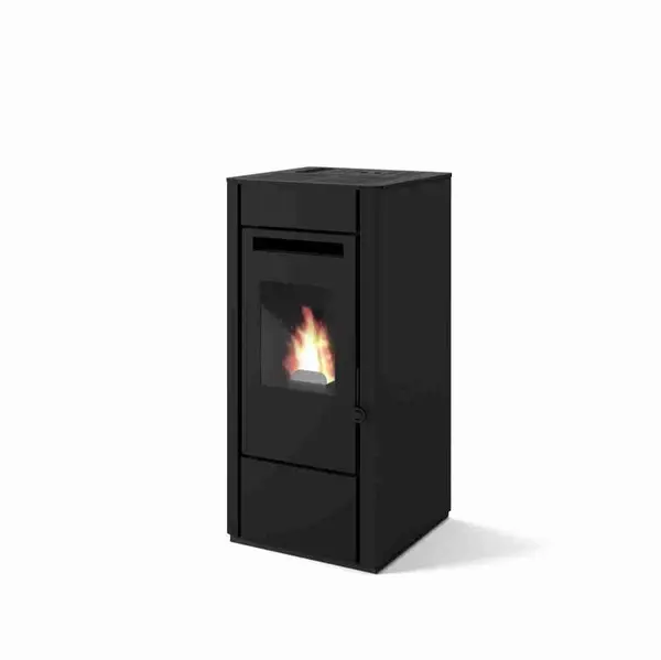Soba pe peleti clasa A+ 9,5kW neagra cu aer cald Elsa eficienta mare