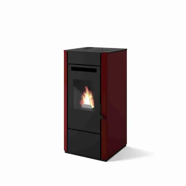 Soba pe peleti eficienta energetic cu incalzire aer rosie Elsa 9,5kW clasa A+