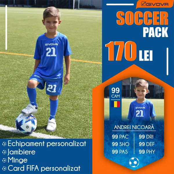 Soccer Pack 2XS, Tricou și șort albastru