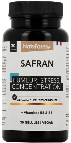 Șofran + Vitamina B5 și B6, 30 capsule, Nat&Form