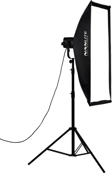 Softbox Asimetric Stripbank Nanlite 45 x 110 cm, Montura Bowens, Interior Argintiu, Difuzie Frontala, Profil Ingust