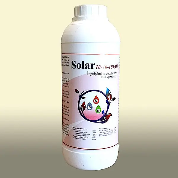 Solar 10-10-10+ME 1L, ingrasamant foliar/fertirigare tip NPK echilibrat+ microelemente, Solarex, ajuta cresterea vegetativa si fructificarea abundenta - Default Title