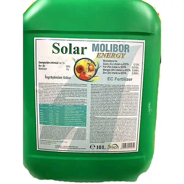 Solar Molibor Energy 10L, ingrasamant foliar pe baza de Bor, Solarex (vita de vie, legume, capsuni, floarea soarelui, porumb, rapita), ajuta la inflorire, fructificare si producerea polenului - Default Title