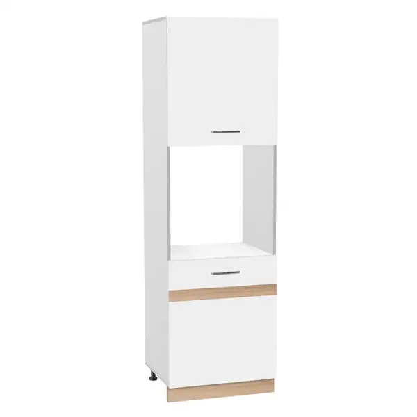 Soldat 60 cu gol cuptor YANA, 2 usi, corp alb, fronturi alb + sonoma, 60x60x200 cm