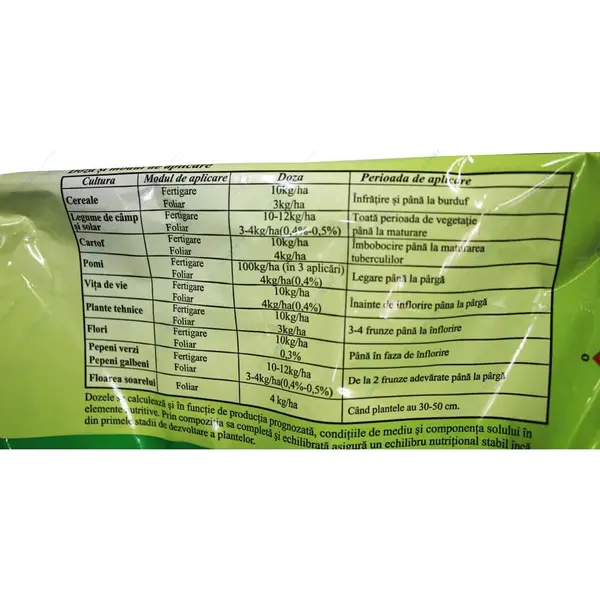 Solfert 20-20-20+ME 1 kg, ingrasamant foliar echilibrat tip NPK+ microelemente (Bor, Cupru, Fier, Mangan, Molibden, Zinc), stimuleaza dezvoltarea radiculara si vegetativa, imbunatateste calitatea si cantitatea productiei - Default Title