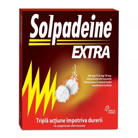 Solpadeine Extra 500 mg/12,8 mg/30 mg, Perrigo | 16 comprimate efervescente