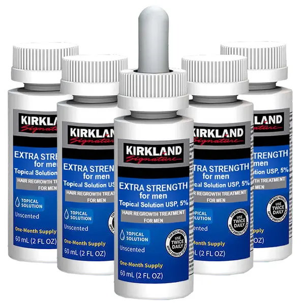 Solutie 5 Luni, Kirkland, Minoxidil 5%, Tratament Impotriva Caderii Parului, Pipeta Inclusa, 5x 60ml