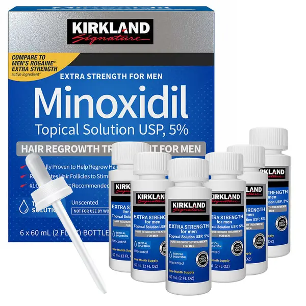 Solutie 9 Luni, Kirkland, Minoxidil, 5%, Tratament Impotriva Caderii Parului, 9x 60ml