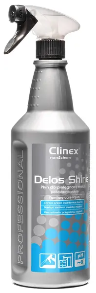 Solutie CLINEX Delos Shine, 1 litru, cu pulverizator, pentru curatare si stralucire mobila