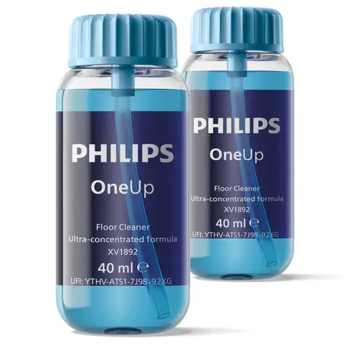 Solutie de curatat pardoseli Philips OneUp XV1892/02, ultraconcentrata, suficient pentru pana la 40 de utilizari, blanda cu pardoselile si mediul, adecvata pentru animale si toata familia