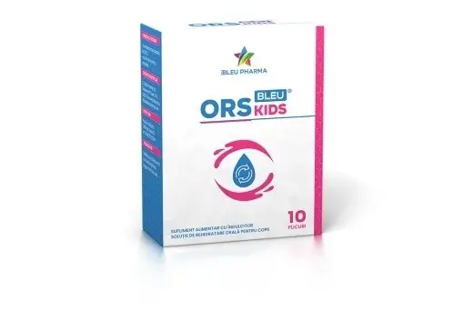 Solutie de Rehidratare Orala pentru Copii ORS Bleu Kids, 10 plicuri x 5.5 g - Bleu Pharma